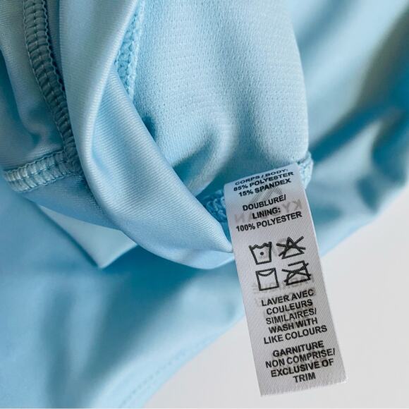 Kyodan | Blue Glass Longline Mock Neck Bikini Watercolor Flower NWT L - Picture 12 of 13